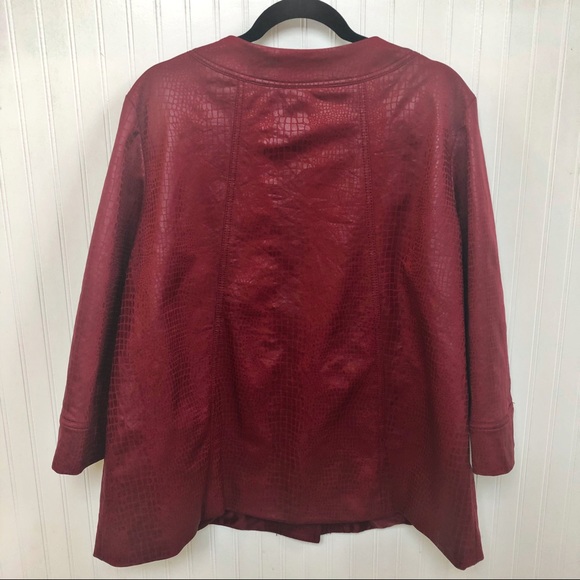 Ruby Rd Maroon Crocodile Print Faux Suede Jacket - Picture 2 of 5